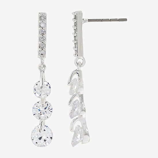 Sparkle Allure Womens Cubic Zirconia Pure Silver Over Brass Drop Earrings