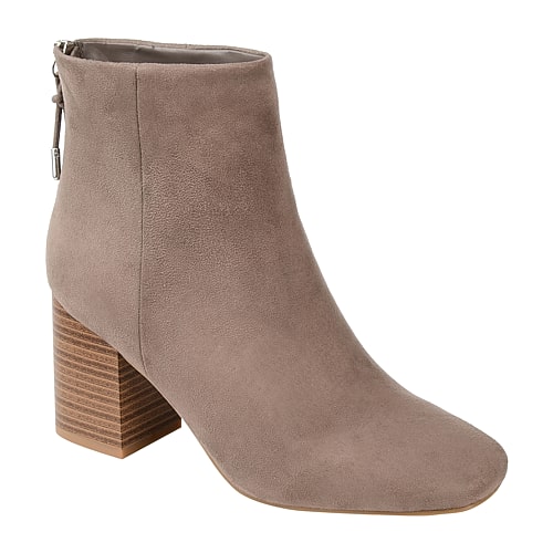 Journee Collection Womens Audrina Stacked Heel Booties, 9 Medium, Beige