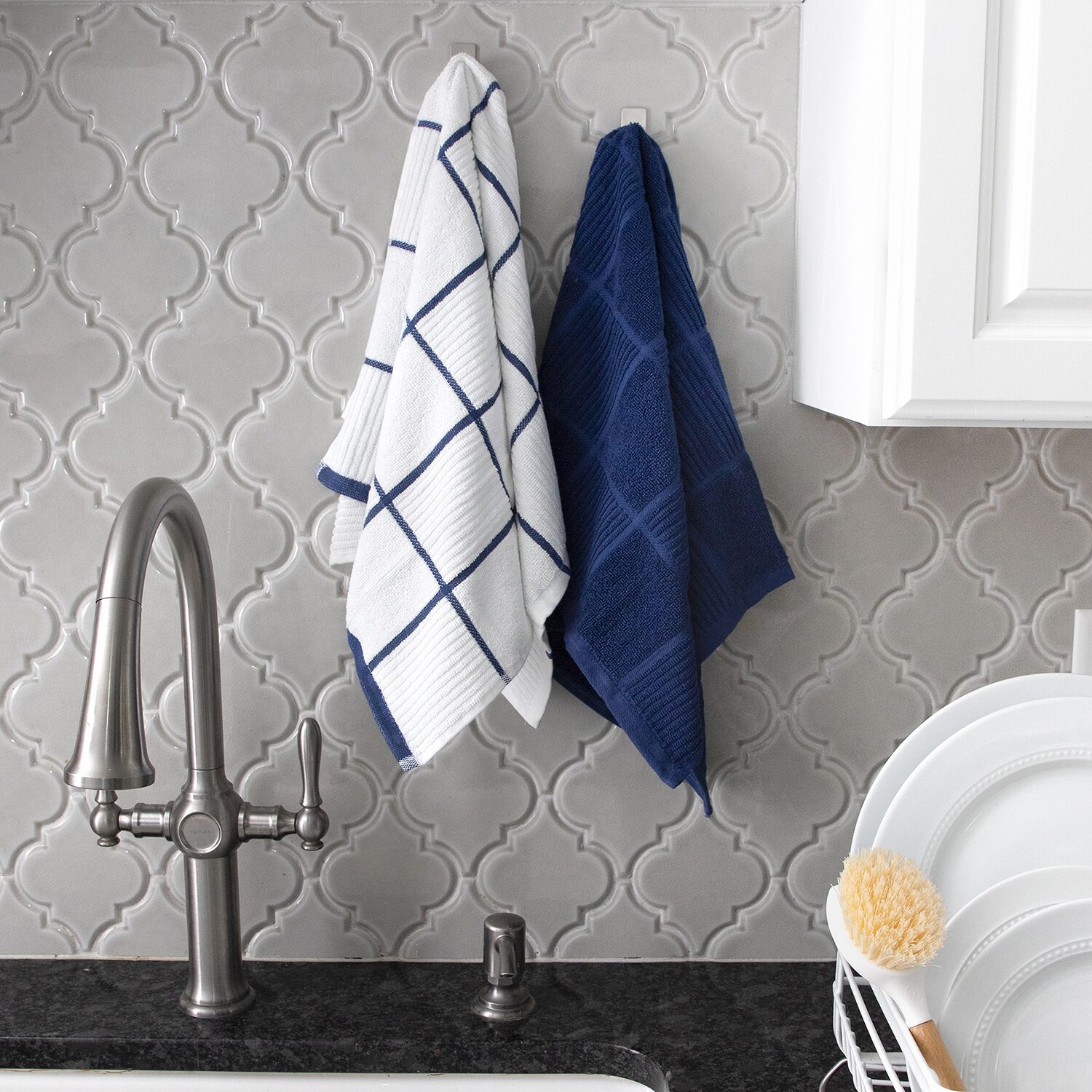T-Fal Solid & Check Parquet 6-pc. Kitchen Towel Set