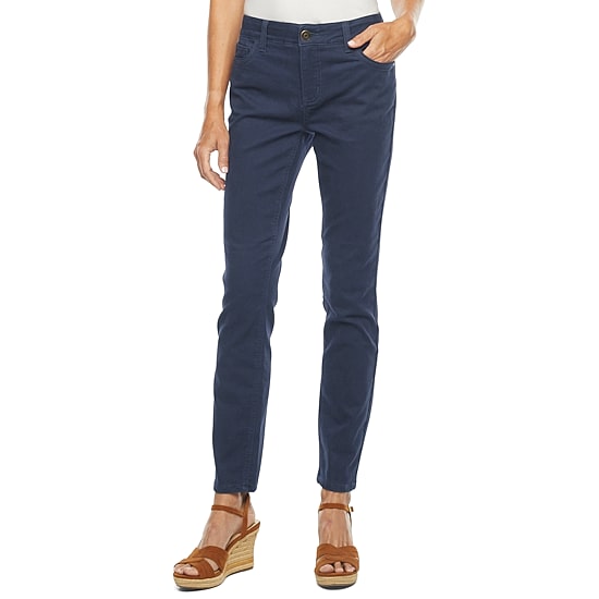 Liz Claiborne Sara Womens Tall Mid Rise Skinny Fit Slim Fit Jean