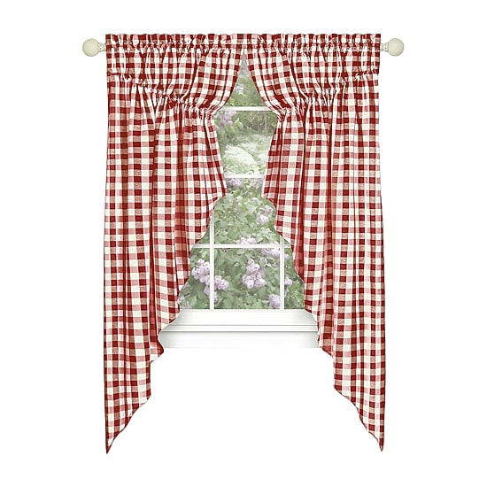 Achim Buffalo Check Gathered Swagger Rod Pocket Light-Filtering Set of 2 Curtain Panel