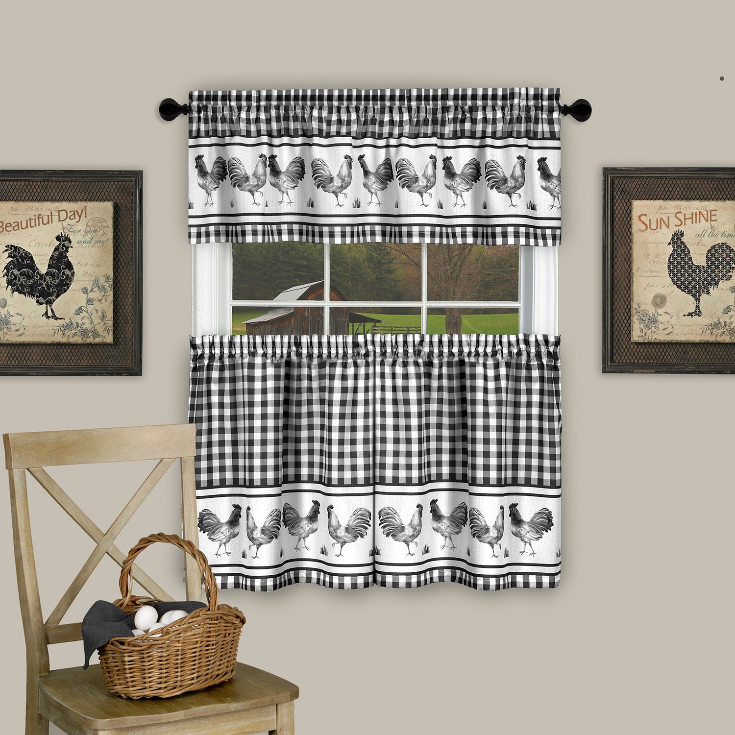 Achim Barnyard 3-pc. Rod Pocket Window Tier