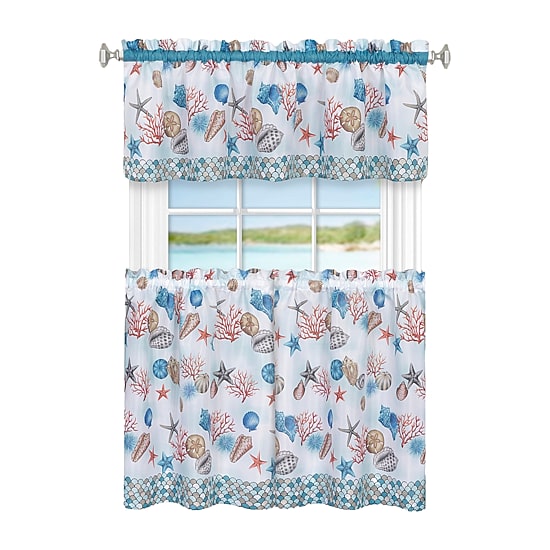 Achim Coastal 3-pc. Rod Pocket Kitchen Curtains & Drapes Window Set