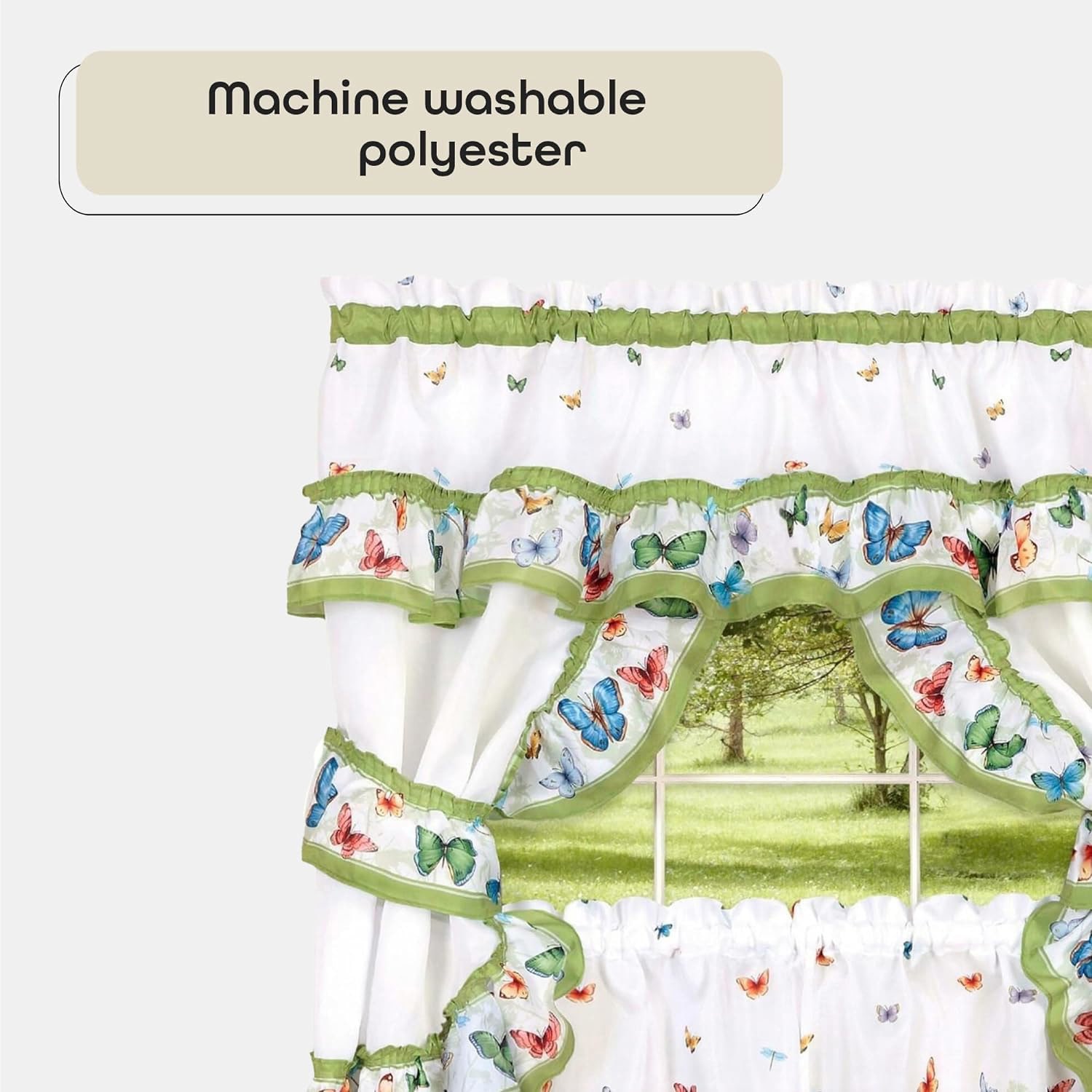 Achim Butterflies 3-pc. Rod Pocket Kitchen Curtains & Drapes Window Set