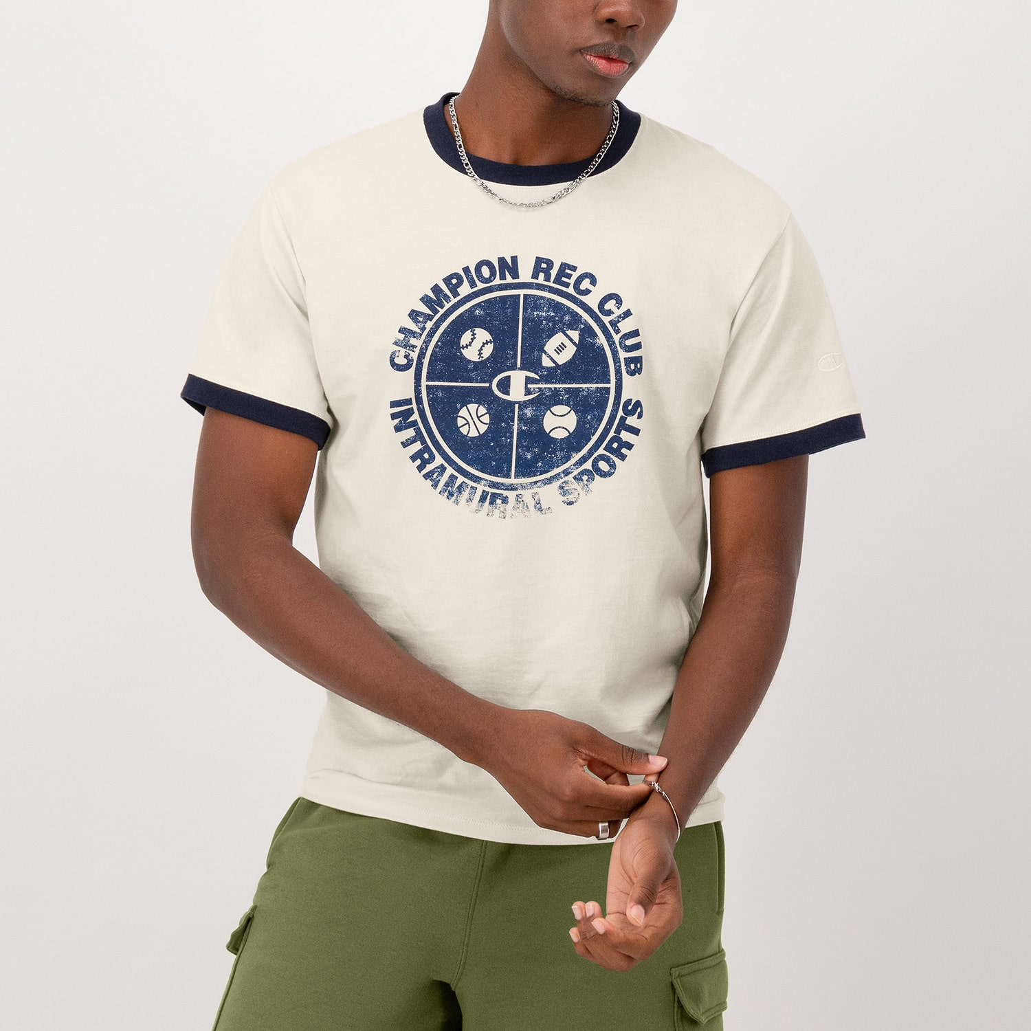 Champion Mens Crew Neck Short Sleeve Regular Fit Graphic T-Shirt