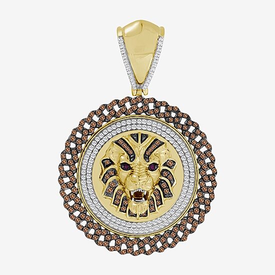 "Lion" Mens 1 1/4 CT. T.W. Natural Champagne Diamond 10K Gold Pendant