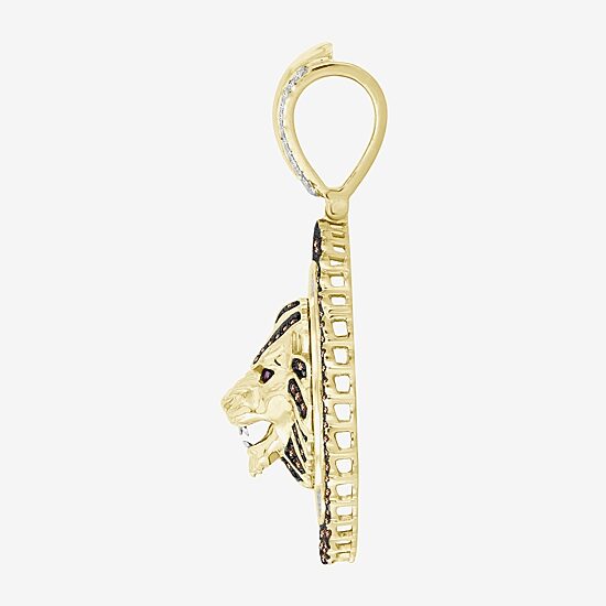 "Lion" Mens 1 1/4 CT. T.W. Natural Champagne Diamond 10K Gold Pendant