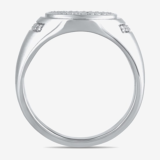 Mens 1/2 CT. T.W. Lab Grown White Diamond Sterling Silver Oval Cluster Fashion Ring
