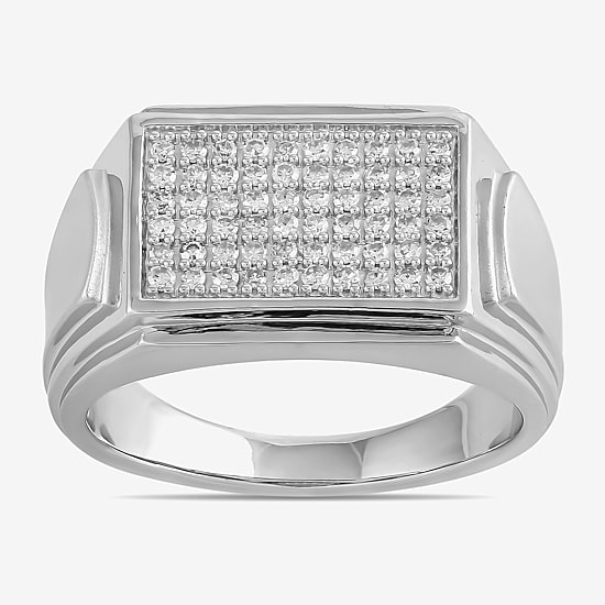 Mens 1/2 CT. T.W. Lab Grown White Diamond Sterling Silver Cluster Fashion Ring