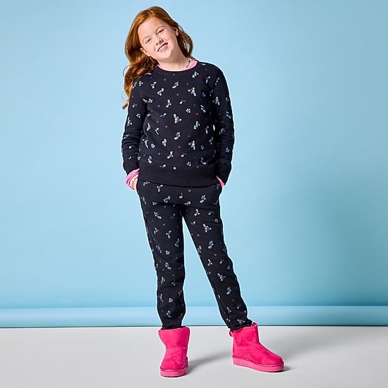 Thereabouts Little & Big Kid Girls Round Neck Fleece Long Sleeve Sweatshirt