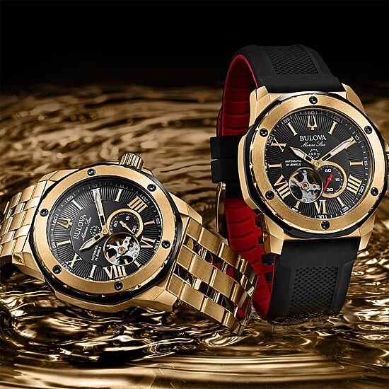 Bulova Marine Star Mens Automatic Black Strap Watch 98a272 - JCPenney