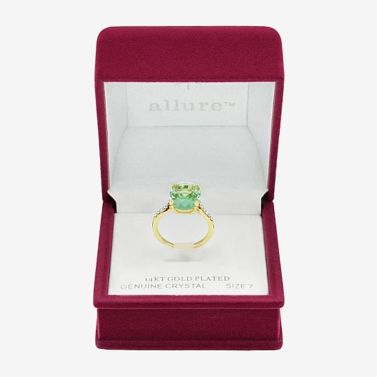 Sparkle Allure Womens Green Crystal 14K Gold Over Brass Oval Cocktail Ring