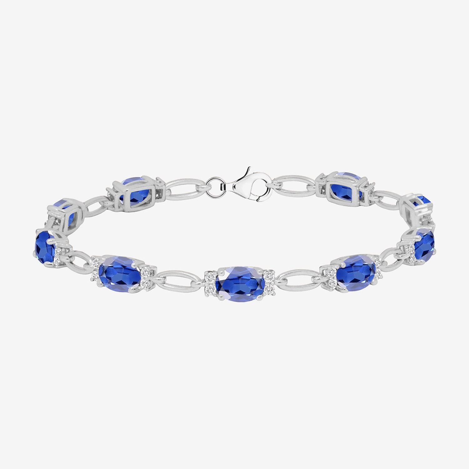 Womens Lab Created Gemstone 14K Rose Gold Over Silver or Sterling Oval 7 Inch Tennis Bracelet