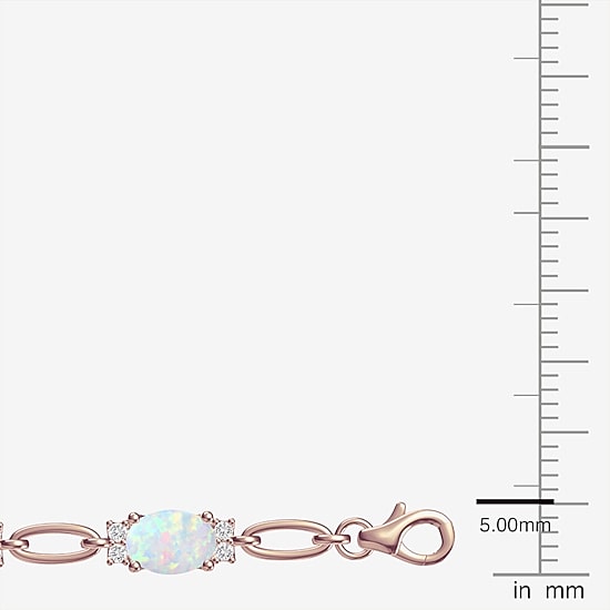 Womens Lab Created Gemstone 14K Rose Gold Over Silver or Sterling Silver Oval 7 Inch Tennis Bracelet