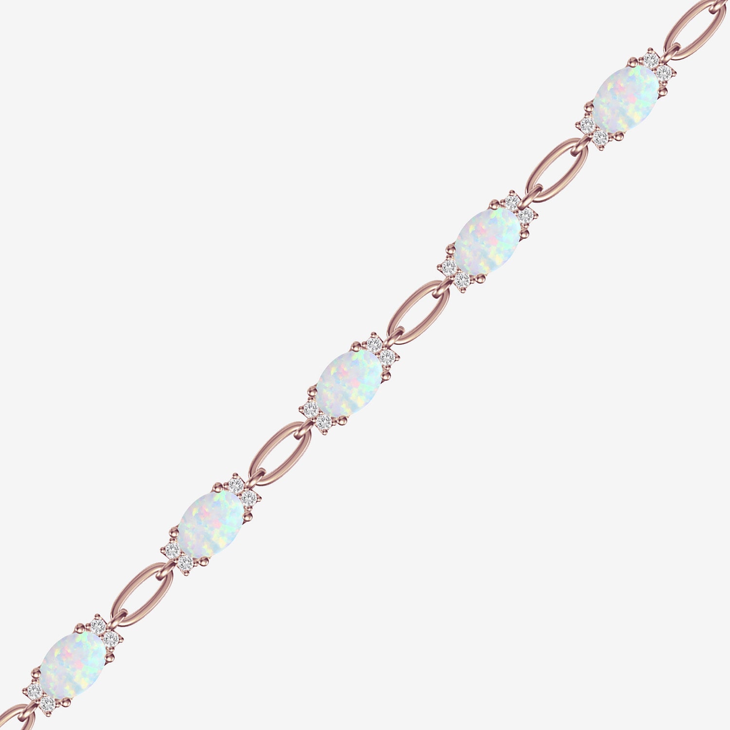 Womens Lab Created Gemstone 14K Rose Gold Over Silver or Sterling Oval 7 Inch Tennis Bracelet