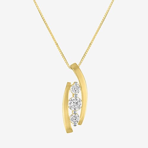 (G-H / Si2-I1) Womens 1/3 CT. T.W. Lab Grown White Diamond 10K Gold 18 Inch Pendant Necklace, One Size, Yellow