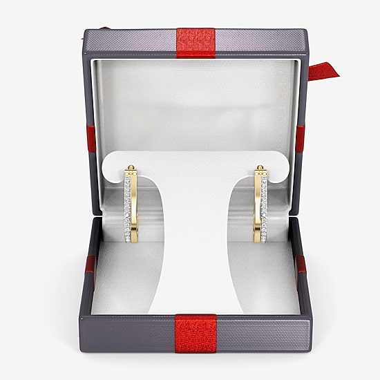 Yes, Please! Womens 1/4 CT. T.W. Lab Grown White Diamond Sterling Silver 25.4mm Hoop Earrings