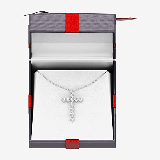 Yes, Please! (G/Si1-Si2) Womens 1/4 CT. T.W. Lab Grown White Diamond Sterling Silver Cross Pendant