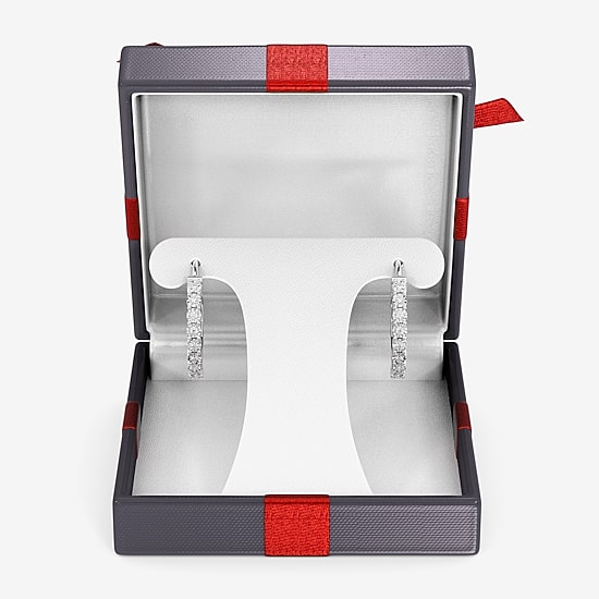 Yes, Please! Womens 1/6 CT. T.W. Lab Grown White Diamond Sterling Silver 24mm Hoop Earrings