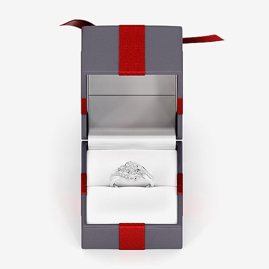 Yes, Please! Womens 1/6 CT. T.W. Lab Grown White Diamond Sterling Silver 3-Stone Crossover Cocktail Ring