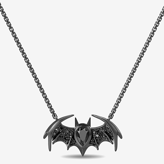 Batman Womens 1/6 CT. T.W. Genuine Black Onyx Sterling Silver 18 Inch Pendant Necklace