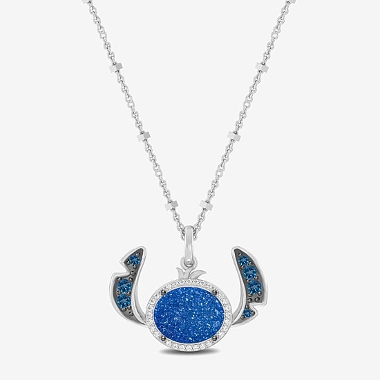 Disney Jewels Collection Lilo And Stitch Womens 1/10 CT. T.W. Genuine Blue Drusy Sterling Silver 18 Inch Pendant Necklace