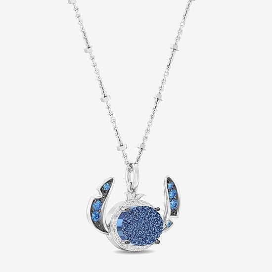 Disney Jewels Collection Lilo And Stitch Womens 1/10 CT. T.W. Genuine Blue Drusy Sterling Silver 18 Inch Pendant Necklace