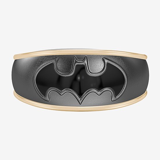 Batman Unisex Adult Genuine Black Onyx 14K Gold Over Silver Sterling Silver Batman Fashion Ring