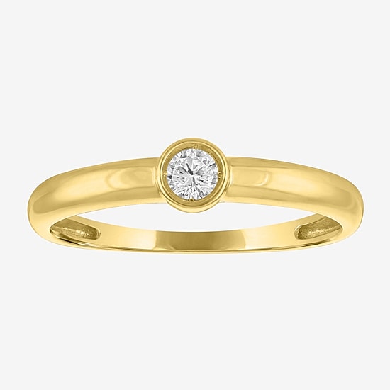Diamond Addiction (G-H / Si2-I1) Womens 1/10 CT. T.W. Lab Grown White Diamond 14K Gold Over Silver Round Solitaire Cocktail Ring