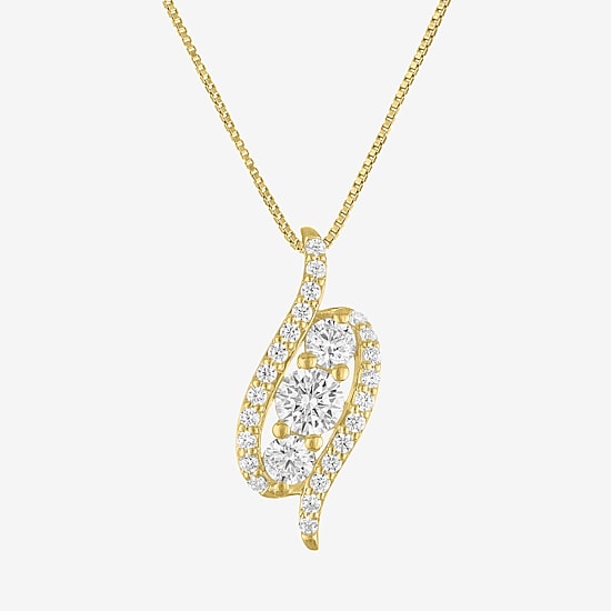 (G-H / Si2-I1) Womens 1 CT. T.W. Lab Grown White Diamond 14K Gold Over Silver 18 Inch Pendant Necklace