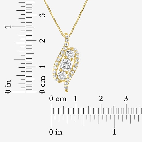 (G-H / Si2-I1) Womens 1 CT. T.W. Lab Grown White Diamond 14K Gold Over Silver 18 Inch Pendant Necklace