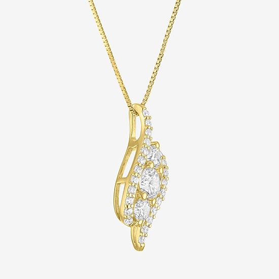 (G-H / Si2-I1) Womens 1 CT. T.W. Lab Grown White Diamond 14K Gold Over Silver 18 Inch Pendant Necklace