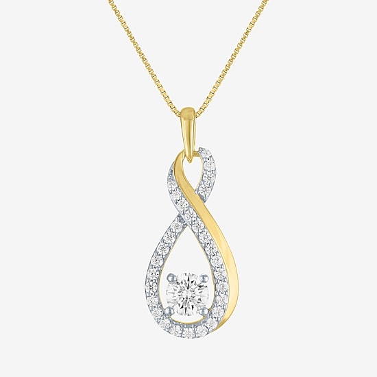 (G-H / Si2-I1) Womens 1 CT. T.W. Lab Grown White Diamond 14K Gold Over Silver Infinity 18 Inch Pendant Necklace