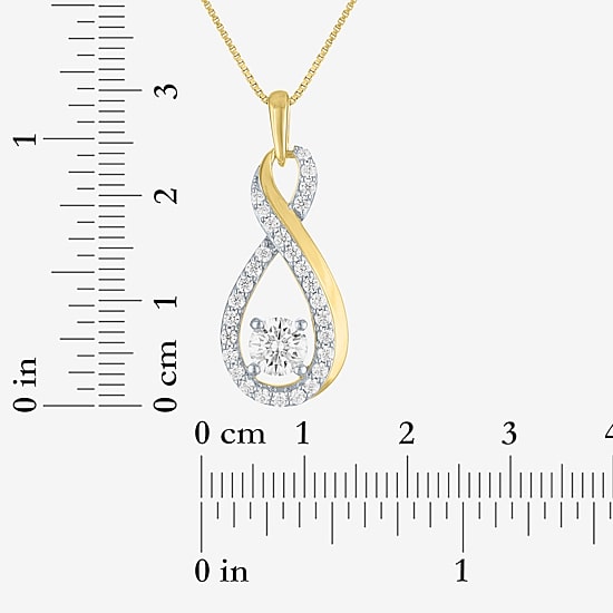 (G-H / Si2-I1) Womens 1 CT. T.W. Lab Grown White Diamond 14K Gold Over Silver Infinity 18 Inch Pendant Necklace