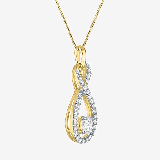 (G-H / Si2-I1) Womens 1 CT. T.W. Lab Grown White Diamond 14K Gold Over Silver Infinity 18 Inch Pendant Necklace