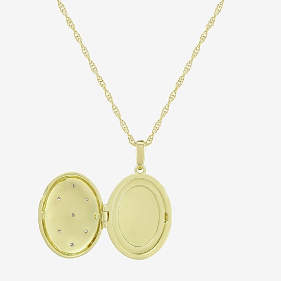(H-I / Si1) Womens 1/10 CT. T.W. Lab Grown White Diamond 14K Gold Over Silver Oval 18 Inch Pendant Necklace