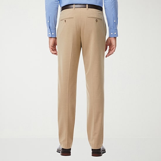 Savane Premium Stretch Expandable Waist Mens Straight Fit Dress Flat Front Pant