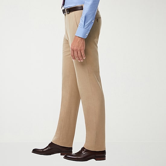 Savane Premium Stretch Expandable Waist Mens Straight Fit Dress Flat Front Pant