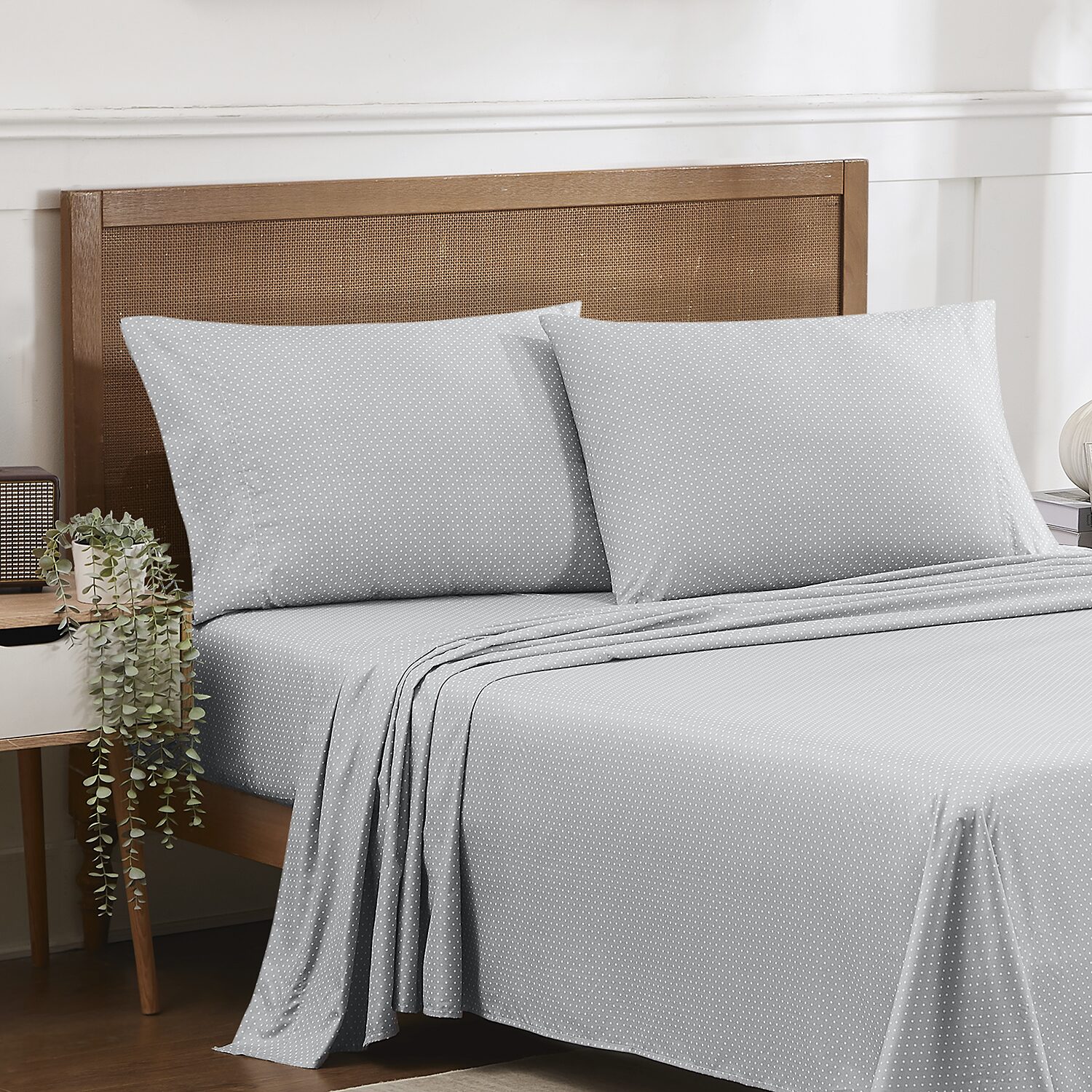 Sweet Home Collection™ Dots Printed Sheet Set, Double Brushed Microfiber