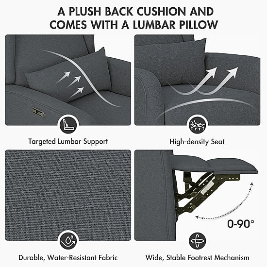 Madison Park Curved Slope-Arm Recliner