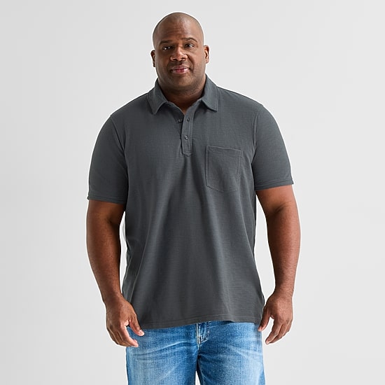 mutual weave Big and Tall Mens Regular Fit Elbow Sleeve Polo Shirt