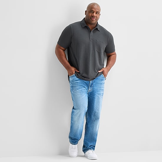 mutual weave Big and Tall Mens Regular Fit Elbow Sleeve Polo Shirt