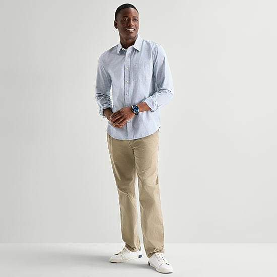 mutual weave Mens Long Sleeve Classic Fit Button-Down Shirt
