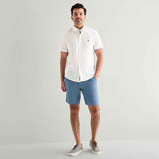 U.S. Polo Assn. Mens Short Sleeve Classic Fit Embroidered Button-Down Shirt