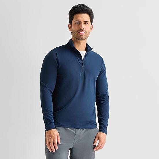 Xersion Mens Mock Neck Long Sleeve Active Quarter-Zip Pullover