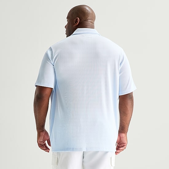 Shaquille O'Neal XLG™ Plisse Mens Short Sleeve Regular Fit Big and Tall Button-Down Shirt