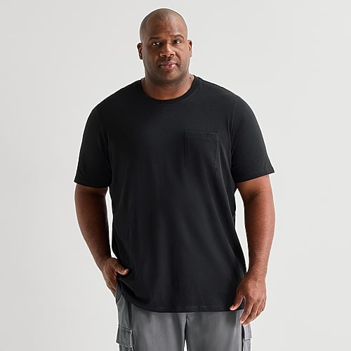 mutual weave Mens Crew Neck Short Sleeve Big and Tall T-Shirt, X-large Tall, Black