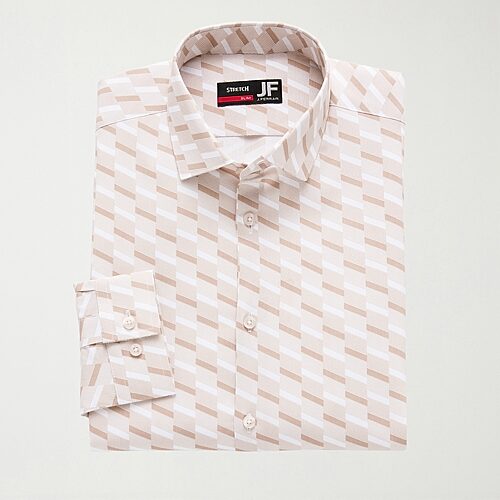 J. Ferrar Ultra Comfort Mens Slim Fit Stretch Fabric Wrinkle Free Long Sleeve Dress Shirt, 17-17.5 34-35, Beige