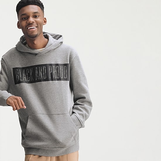 Hope & Wonder Black History Month Black And Proud Mens Long Sleeve Fleece Hoodie