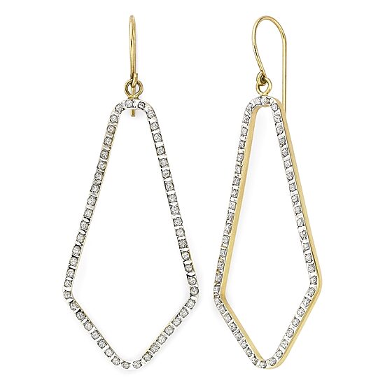 Diamond Fascination™ 14K Yellow Gold Open Geometric Earrings